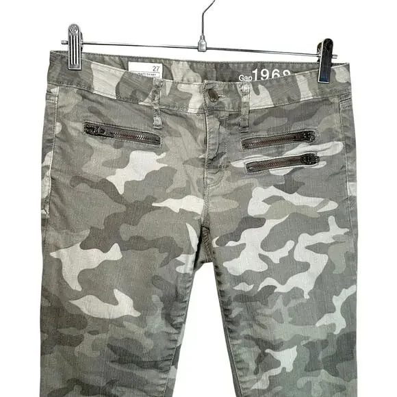 Gap 1969 Womens Camouflage Low Rise Always Skinny Zipper Pocket Jeans 27 Grunge - Picture 3 of 12